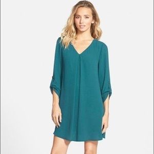 Lush Katy Tab Sleeve Shift Dress Teal Blue